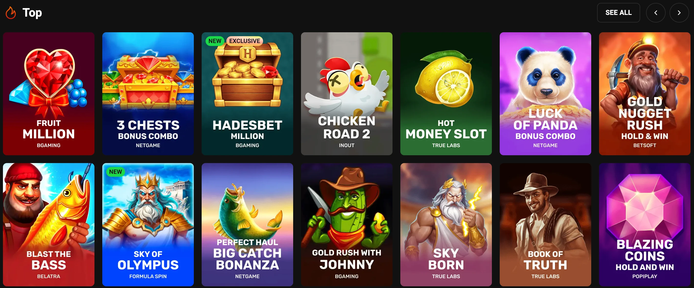 hadesbet game selection